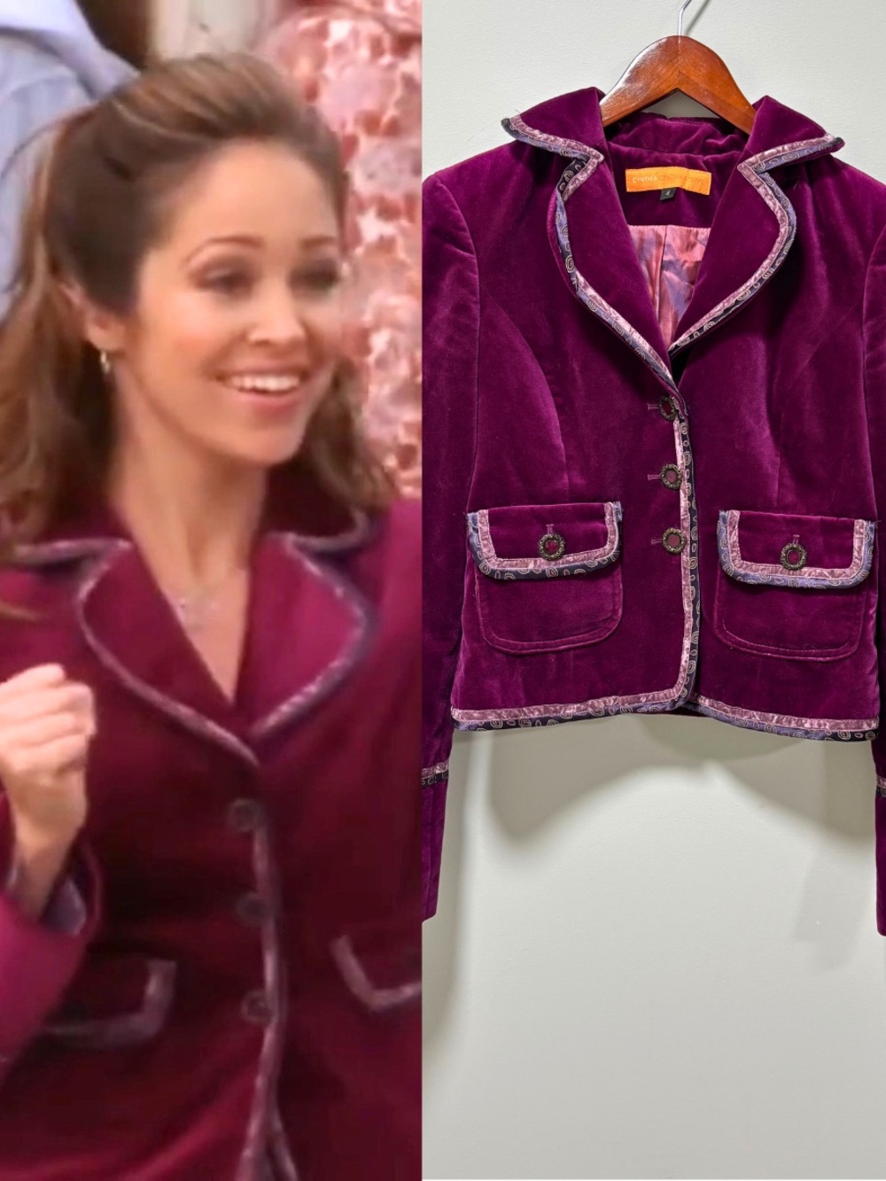 Rare Y2K ASO Taylor Townsend The O.C. Cynthia Steffe Velvet Blazer Vintage 4